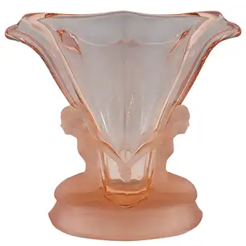 (image for) Walther & Söhne 1930's Art Deco Pink Glass 'Windsor' Vase