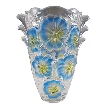 (image for) Waltherglas Blue & Yellow Glass 'Pansy' Flower Vase