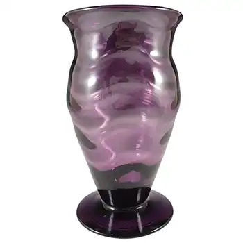(image for) Thomas Webb Amethyst / Purple Glass 'Venetian Ripple' Vase