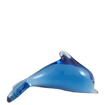 (image for) MARKED Wedgwood Sapphire Blue Glass Dolphin Sculpture L5002