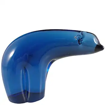 (image for) MARKED Wedgwood Sapphire Blue Glass Polar Bear Paperweight RSW267