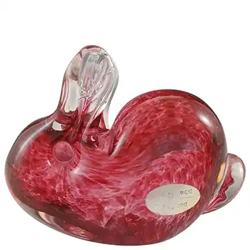 (image for) MARKED Wedgwood Speckled Pink Glass Rabbit Paperweight SG422