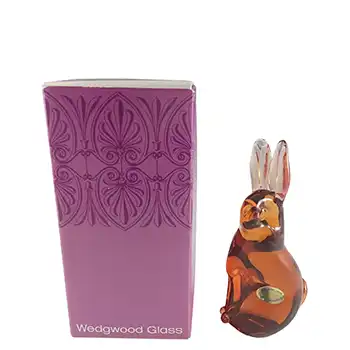 (image for) BOXED Wedgwood Topaz Glass Hare Paperweight Sculpture SG427