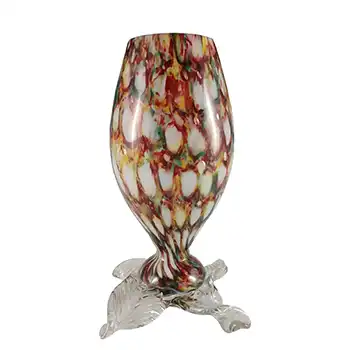 (image for) Welz Bohemian Honeycomb Spatter Glass Footed Vase