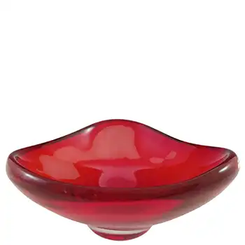 (image for) Whitefriars #9516 Ruby Red Glass Three Sided Vintage Bowl