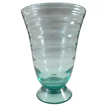 (image for) Whitefriars Style Emerald Green Glass Horizontal Optic Vase