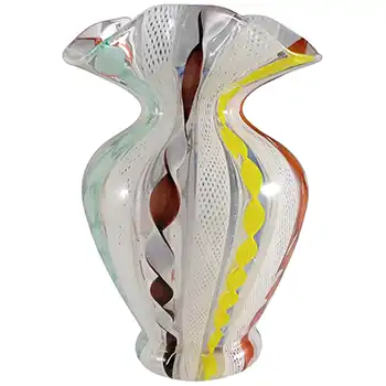 (image for) Murano / Venetian Zanfirico Filigree Glass Vintage Vase