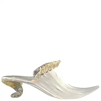 (image for) SIGNED Luigi Mellara Murano Zanfirico & Gold Leaf Glass Shoe