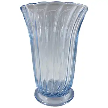 Bagley #3141 Art Deco Vintage Blue Glass 'Carnival' Vase (image for) Bagley #3141 Art Deco Vintage Blue Glass 'Carnival' Vase