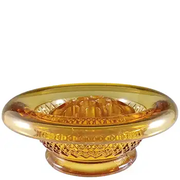Davidson #1907TD British Art Deco Amber Glass Flower Bowl (image for) Davidson #1907TD British Art Deco Amber Glass Flower Bowl
