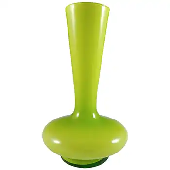 Empoli Italian Scandinavian Style Green Cased Glass Vase (image for) Empoli Italian Scandinavian Style Green Cased Glass Vase
