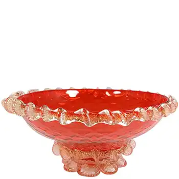 Murano / Venetian Ruby Red Glass & Gold Leaf Vintage Bowl (image for) Murano / Venetian Ruby Red Glass & Gold Leaf Vintage Bowl