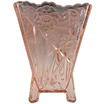 Sowerby British Art Deco 1930's Pink Glass 'Daisy' Vase (image for) Sowerby British Art Deco 1930's Pink Glass 'Daisy' Vase