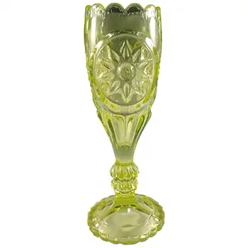 Victorian Uranium Yellow Green Vaseline Pressed Glass Vase (image for) Victorian Uranium Yellow Green Vaseline Pressed Glass Vase