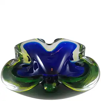 (image for) Murano Vintage Blue & Uranium Green Sommerso Glass Bowl
