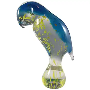 RARE MARKED Wedgwood Blue & Yellow Glass Parrot Paperweight (image for) RARE MARKED Wedgwood Blue & Yellow Glass Parrot Paperweight