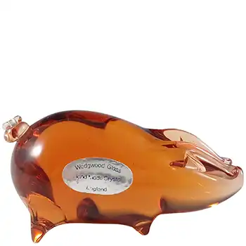 LABELLED Wedgwood Topaz Glass Lilliput Pig Paperweight L5019 (image for) LABELLED Wedgwood Topaz Glass Lilliput Pig Paperweight L5019