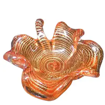 Barovier & Toso "Zebrati" Murano Gold Leaf Glass Bowl