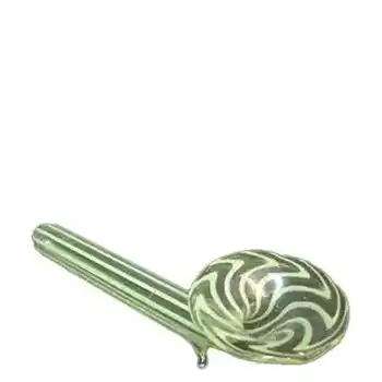 Lauscha German Green Striped Lampworked Glass Knife Rest