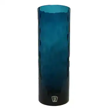 JC 1970's Scandinavian Blue Glass Cylindrical Vase