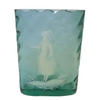 Mary Gregory Bohemian Uranium Glass Hand Enamelled Vase