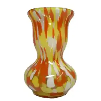 1930's Bohemian Red Spatter/Splatter Glass Vase