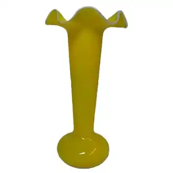 Welz Czech Art Deco Yellow & White Tango Glass Vase