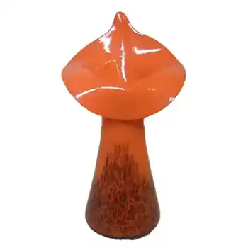 Czech Orange & Brown Glass Jack-in-the-Pulpit Vase