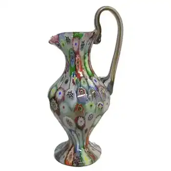 Fratelli Toso Millefiori Canes Murano Glass Jug / Pitcher