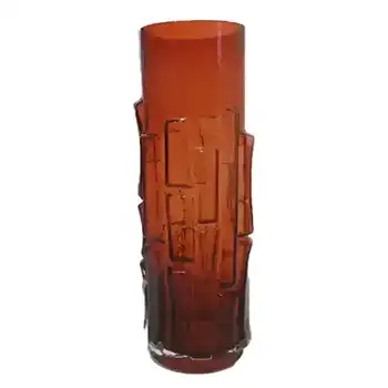 Aseda Swedish Red Glass Bark 9.5" Vase - Bo Borgstrom B5/832