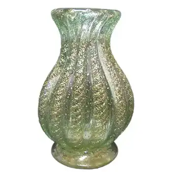 Barovier & Toso Murano Cordonato Oro Goldleaf Glass Vase