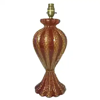 Barovier & Toso Murano Gold Leaf & Bubbles Glass Lamp - Labelled