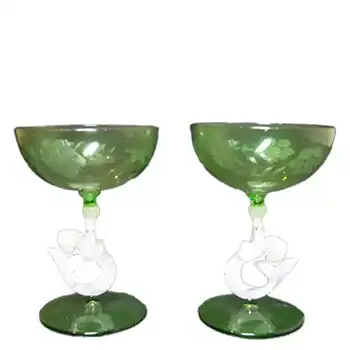 Pair of Vintage Glass Nude Lady/Mermaid Spirit Glasses