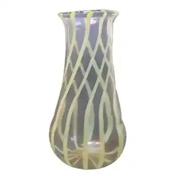 Vintage Yellow Striped Lampworked Glass Vase