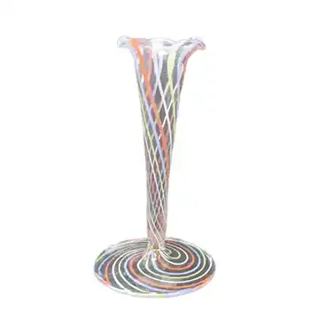 Vintage Multicoloured Striped Lampworked Glass Vase