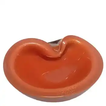 Barbini Murano Red & Gold Leaf Glass Biomorphic Bowl