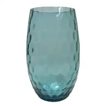 Borske Sklo 1950's Blue Glass Optical Ball Pattern Vase