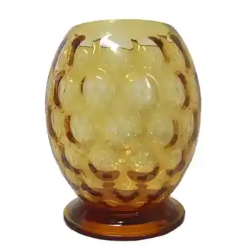 Borske Sklo 1950's Amber Glass Optical 'Olives' Vase