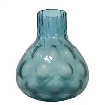 Borske Sklo 1950's Blue Glass Optical 'Olives' Vase