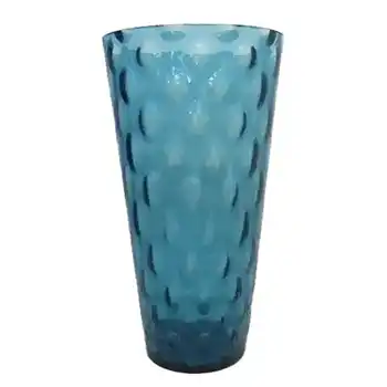 Borske Sklo 1950's Blue Glass Optical 'Olives' Vase
