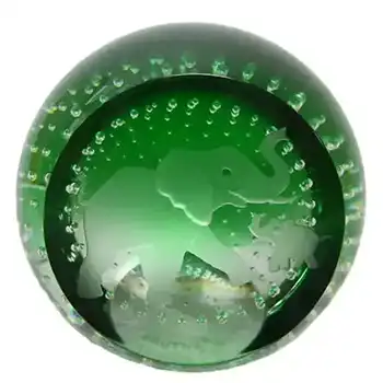 Caithness Green Glass "Creatures" Elephants Paperweight