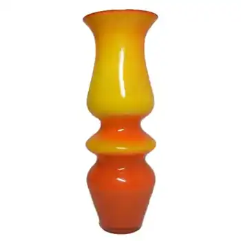 Ryd Swedish / Scandinavian Orange Glass Hooped Vase