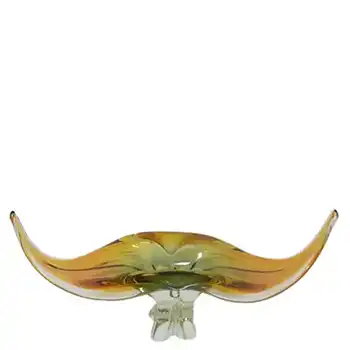 Chřibská #290/4/38 Czech Amber & Green Glass Bowl