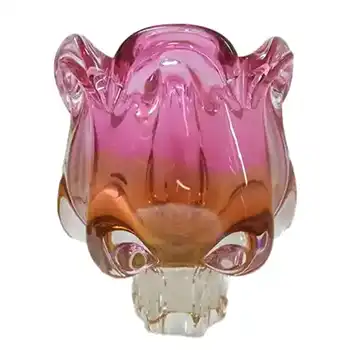 Chřibská Czech / Bohemian Pink & Orange Glass Vase