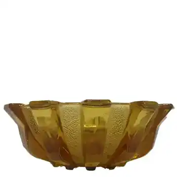 Stölzle Czech Art Deco 1930's Amber Glass Bowl
