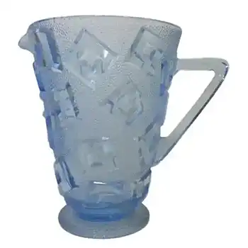 Libochovice Czech Art Deco 1930s Blue Glass Jug/Pitcher