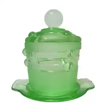 Stölzle #19418 Czech Art Deco 1930's Uranium Green Glass Jar