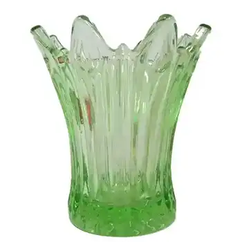 Sowerby Art Deco 1930's Green Pressed Glass Posy Vase