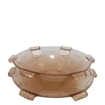 Stölzle #19678 Art Deco 1930's Pink Glass Bowl + Plate Set