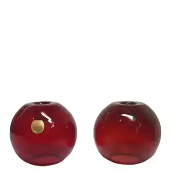 2 x Swedish Flygsfors Red Glass Candlesticks - Labelled